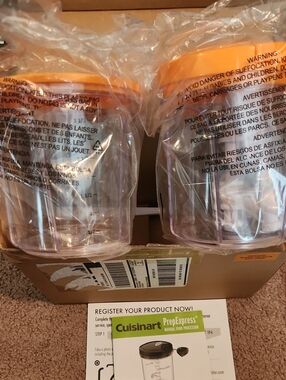 Cuisinart Clear Plastic Cups with Bright Orange Lids (Pair)
